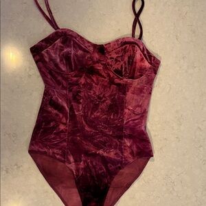 Forever 21 Burgundy Velvet Bodysuit Tunic
